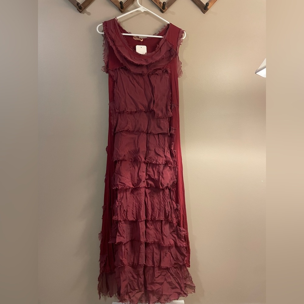 Lookmode silk ruffle dress. New without tags.  Made in Italy. One size.